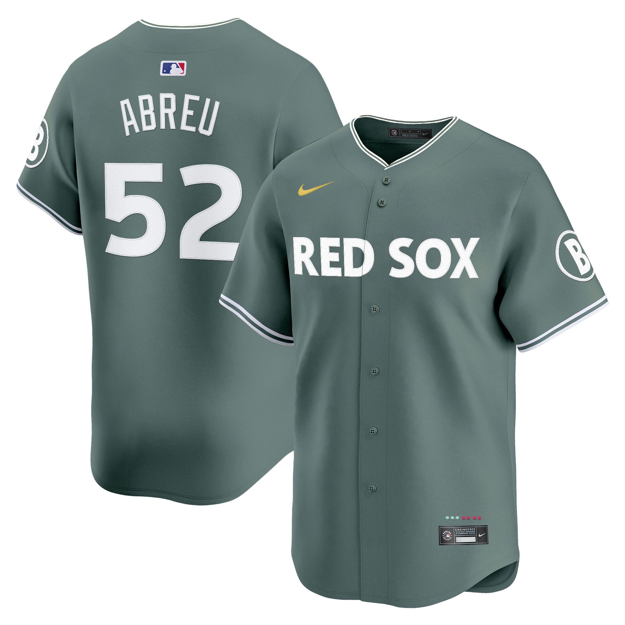 Men Boston Red Sox #52 Abreu Green Nike 2025 City Connect Vapor Premier Limited MLB Jersey->boston red sox->MLB Jersey